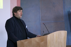 Dr. Markus Rösler during his speech on the role of science for politics. (Photo: University of Hohenheim / KomBioTa)